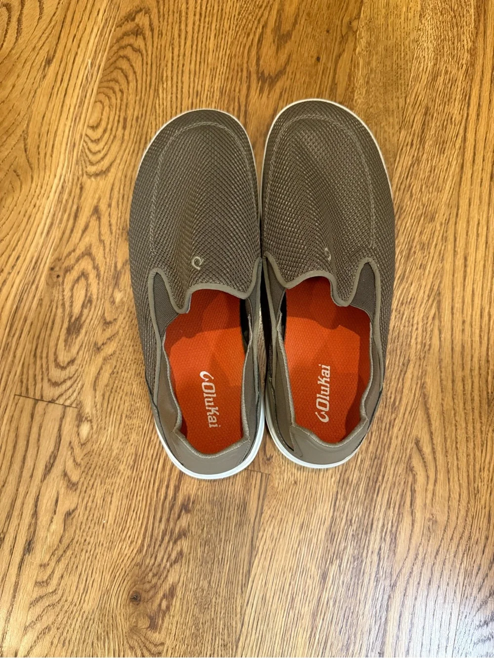 OluKai Olive Mesh Slip-On Sneakers with Orange Insole